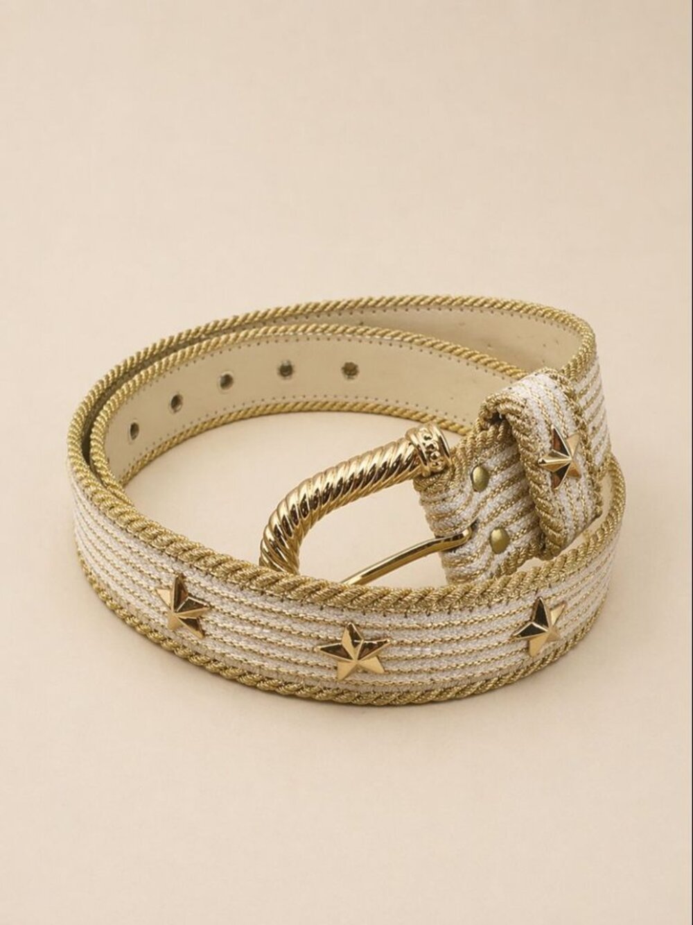 The Icing White Gold Star Stud Belt Medium 36" Y2K Western Glam